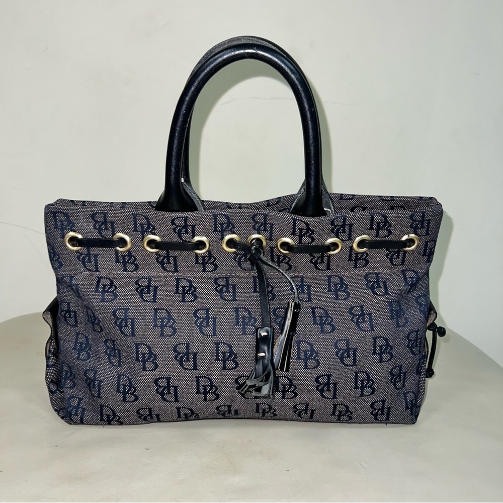 Dooney & Bourke Monogram Drawstring Satchel – Black/Charcoal